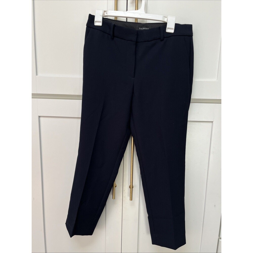 Talbots Womens Petite Size 8P Navy Straight Leg Hampshire Ankle Pants Office